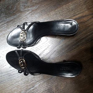 Gucci GG Logo horsebit black leather Sandals Slides